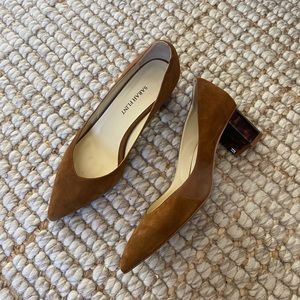 Sarah Flint suede pumps with tortoise shell heel
